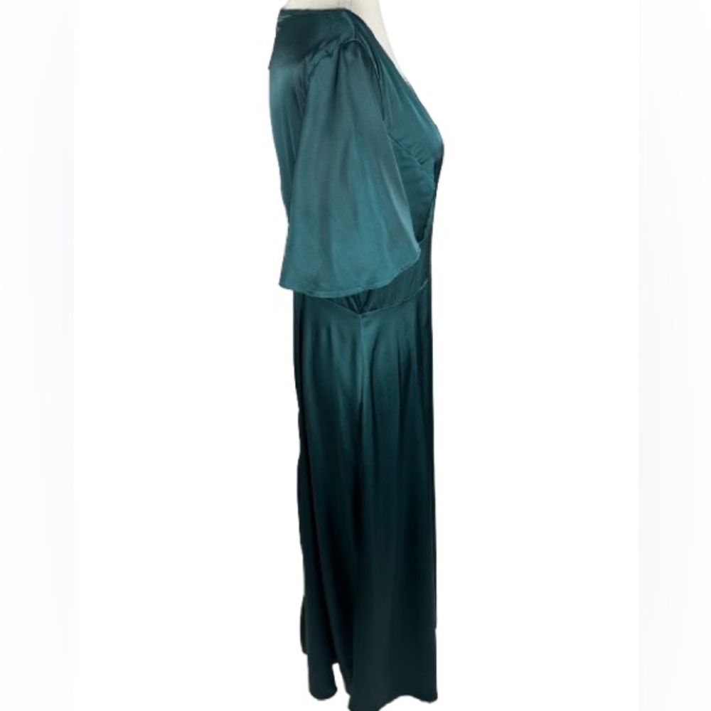 Green V-Neck Short Sleeve Dress Size L - Picture 2 of 4